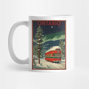 Ontario Canada Starry Night Aurora Boreal Vintage Poster Tourism Mug